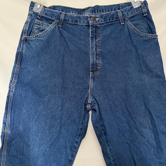 Dickies Carpenter Mens Jeans 38x32 Y2K Utility Street Work Relax Fit Dark Wash - Picture 3 of 11